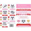 Impress Cookie Press Disks – Valentine’s Day Set of 8, Food Safe Plastic Shapes w/Outline Heart, Hug Me, & More, Fits Many Manual Models - See