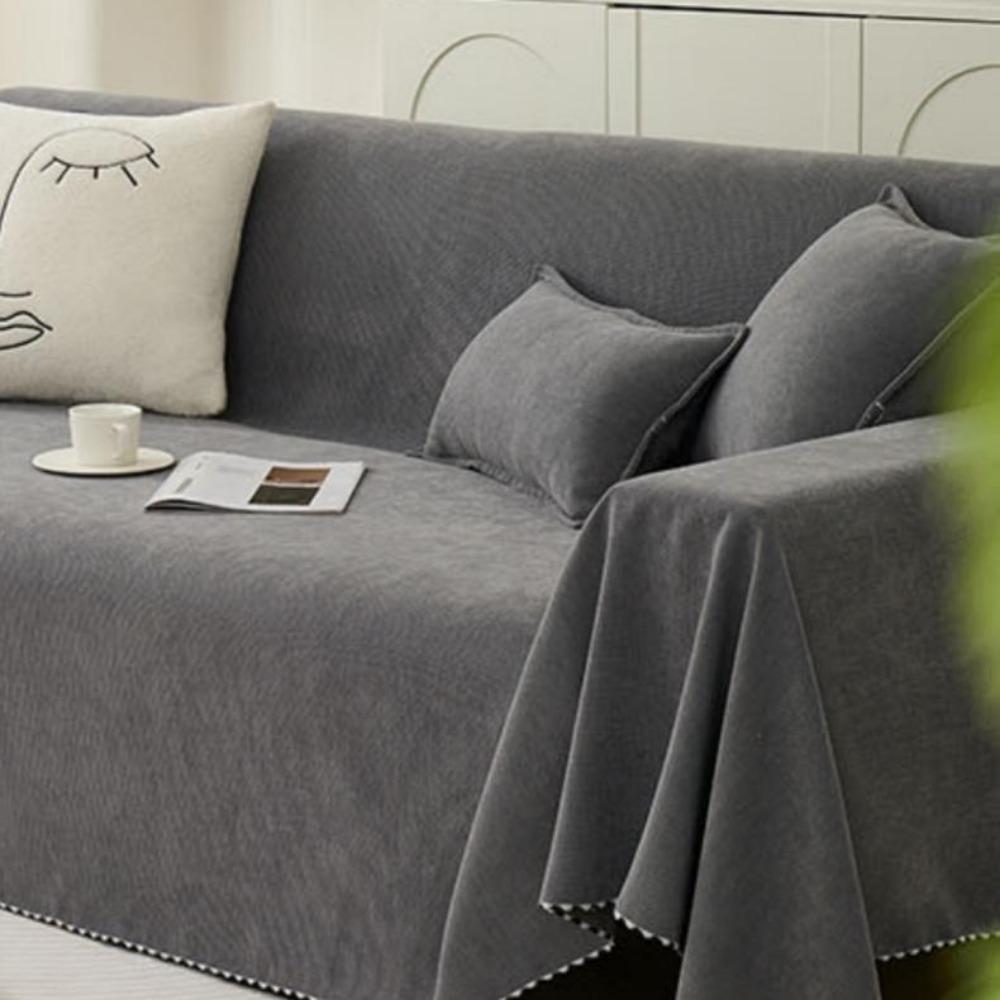 1pcs Double Sided Chenille Sofa Cover Home All Seasons Seat Cushion Blanket Solid Color Living Room Anti-cat Scratch Chair Mat