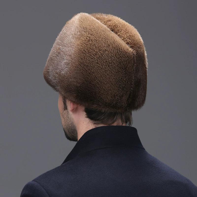 Rex Leather Hat Men Middle-aged and Elderly Winter Mink Hair Old Man Hat Warm Men Mink Whole Mink Father Fur Cotton Hat