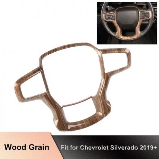 For Chevy Silverado 1500suburban 20+ Wood Grain Steering Wheel Cover Trim Frame