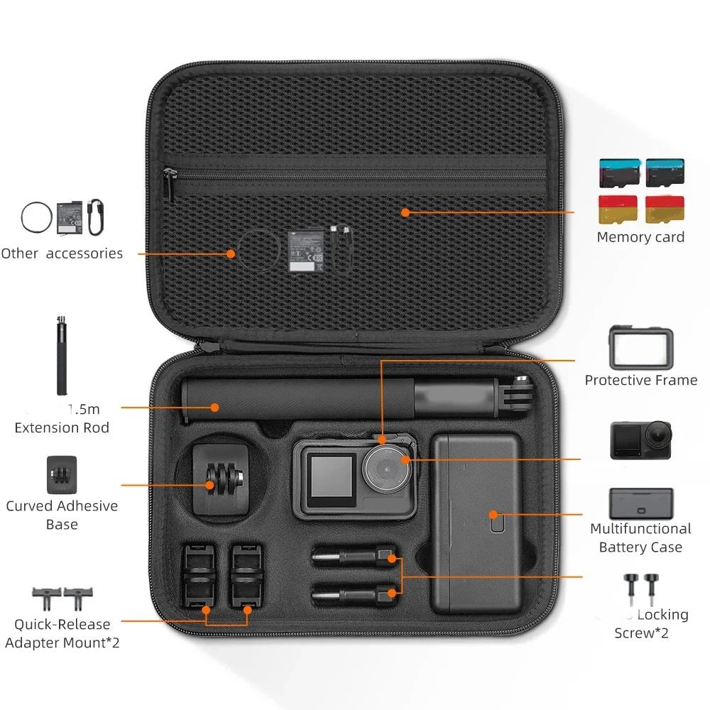 Hard Shell Action Camera Case Waterproof Multi-Functional Carrying Case Shockproof Camera Storage Case for DJI OSMO Action 5 PRO
