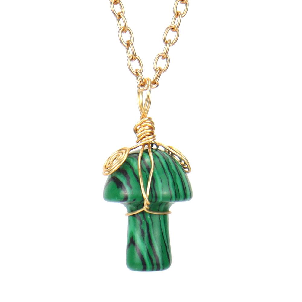 Hand-Woven Crystal Agate Small Mushroom Pendant Necklace Jewelry Diy Jewelry Accessories N584