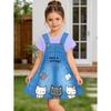 Dress for Girls Fashion Cowboy Print Fake Two-Piece Set Short Sleeve Summer Dresses Casual Round Neck A-Line Dress Girl Clothes