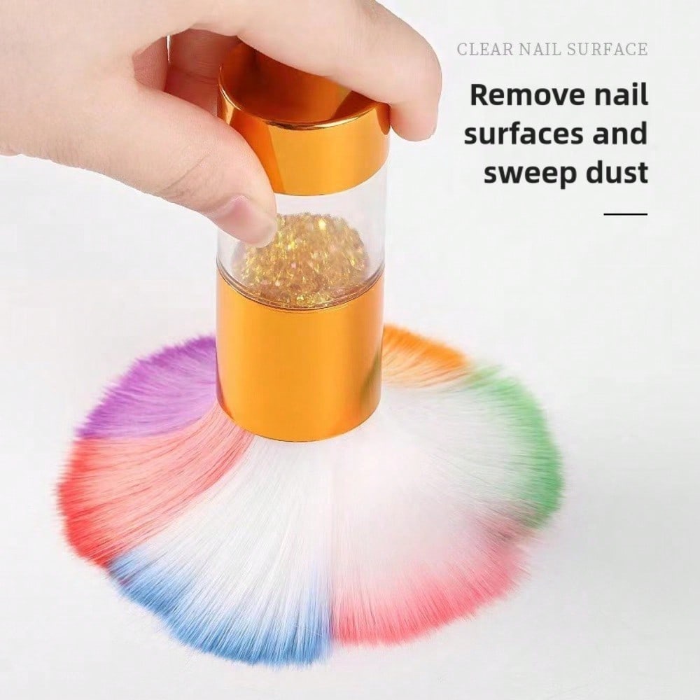 Nail Art Tools, Nail Cleaning Brush, Dust Removal Brush, Rhinestone Glitter Brush, Petal-Shaped Brush, Makeup Brush, Rainbow Multicolor Brush