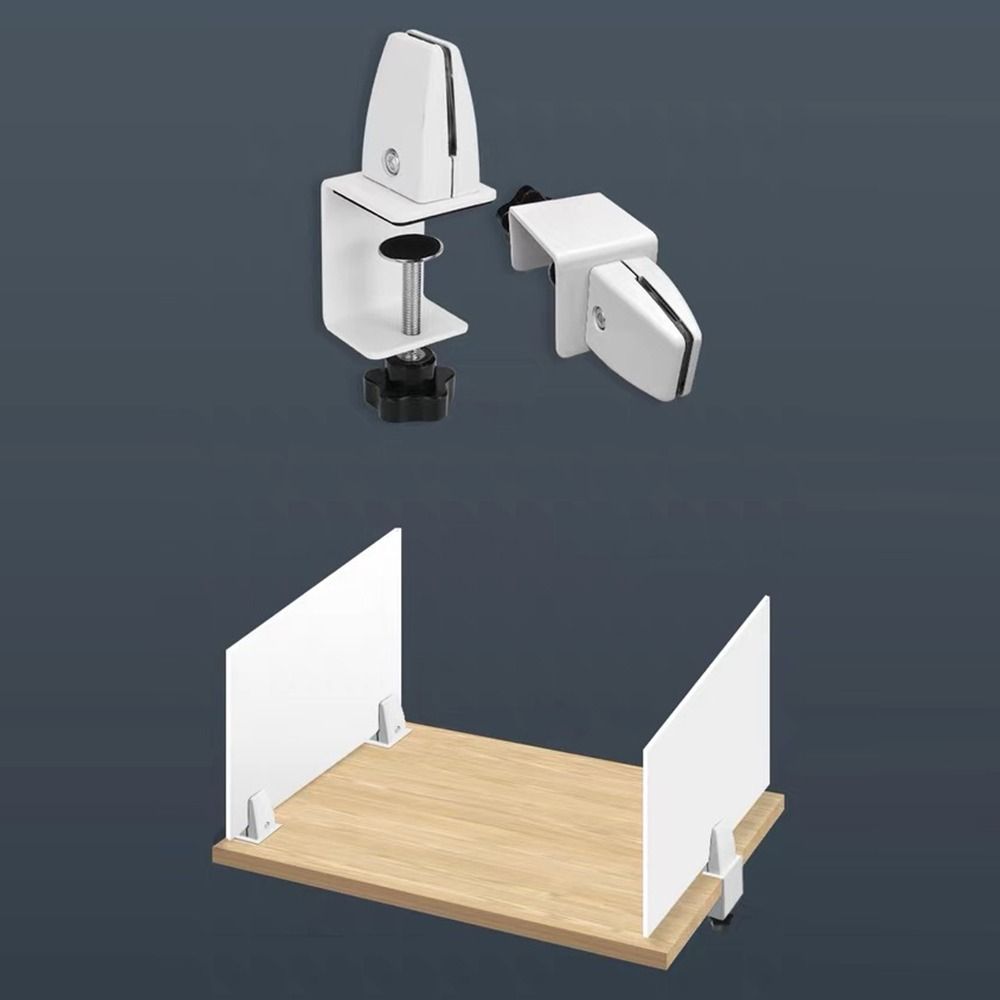 Aluminum Alloy Office Desk Baffle Clip Black White Silver Multifunctional Glass Clamp Hardware Furniture Accessories