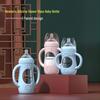 Silicone Sleeve Anti-Colic Wide-Mouth Glass Baby Bottle for Newborns