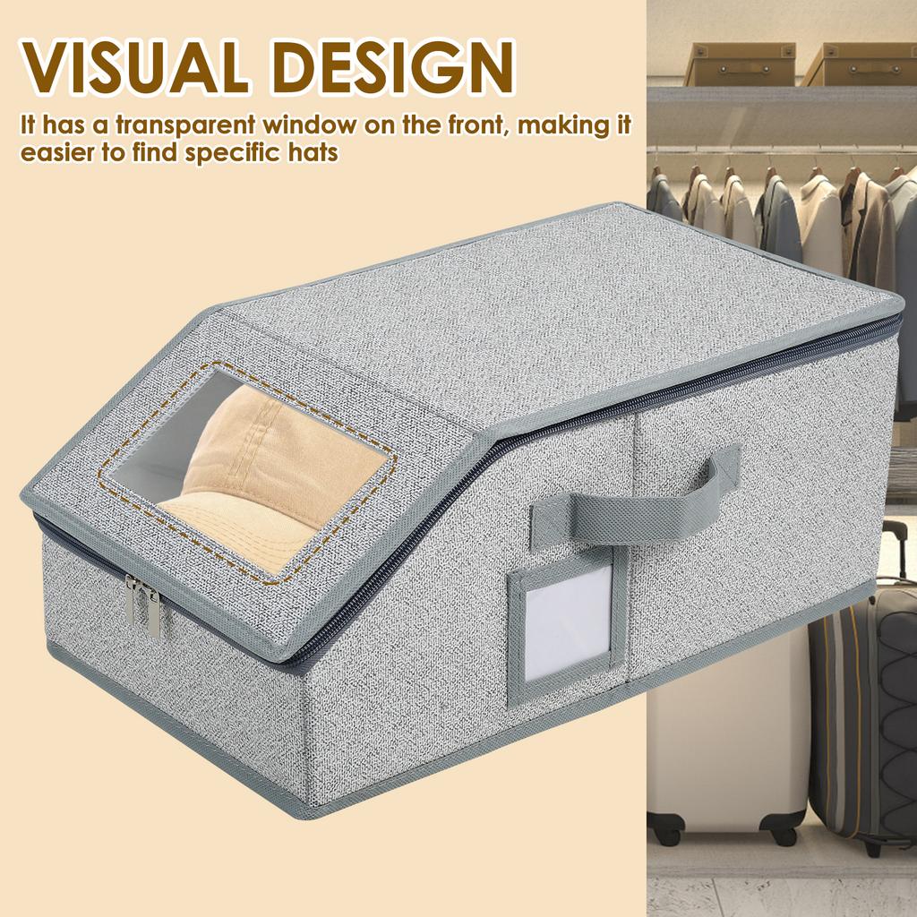 2 Pcs Stackable Hat Storage with Lid and Clear Window  Large Capacity Hat Organizer Total Holds Up to 24 Caps for Home Storage