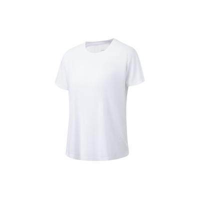 Li Ning Fitness Series Solid Color Reflective Ice Feel Comfortable Loose Short Sleeve T-Shirt Women Tops Standard-White ATST222-5