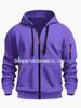 Men's Loose Hooded Fleece Zip Cardigan with Pockets - Multiple Colors for Autumn/Winter