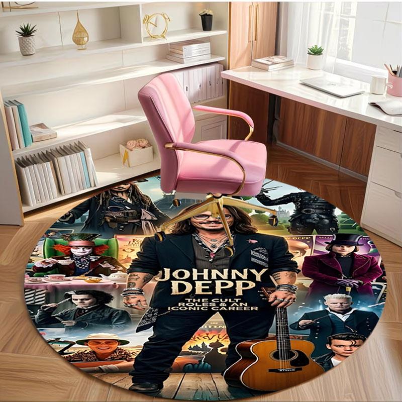 Captain Jack Sparrow Print Round Rug, Washable Floor Carpet, For Entryway Dorm Laundry Room Office Study, Home Decor Birthday Christmas Gift