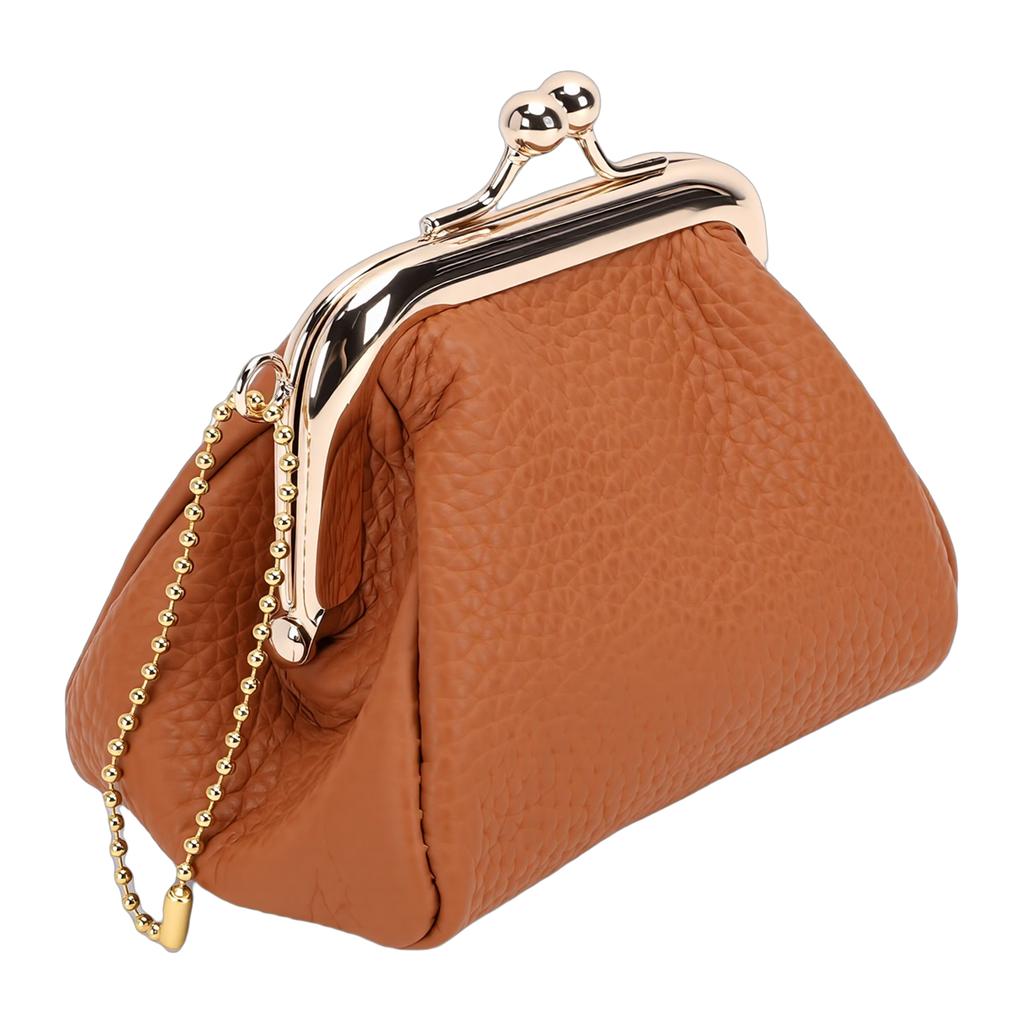 Vintage Change Purse PU Leather Wide Opening Tiny Wallet Jewelry for Lipstick