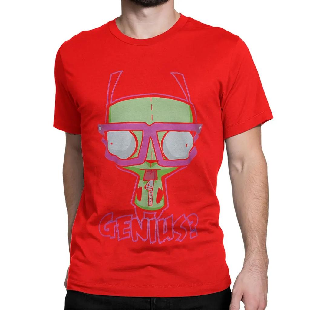 Kawaii Invader Zim Print T-Shirt Men's Cotton Awesome T-Shirt Round Neck T-Shirt Short Sleeve Clothing Graphic T Shirts
