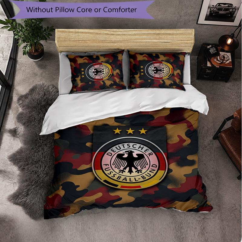 Germany Football Pattern 3 Pieces Bedding Set Soft Microfiber Duvet Cover with Pillow Cases for Bedroom
