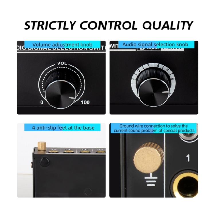 Compactly 6Channel Audios Switcher For Clear Sound And Easy Setups Eliminates Noise and Sound Interferences Selector