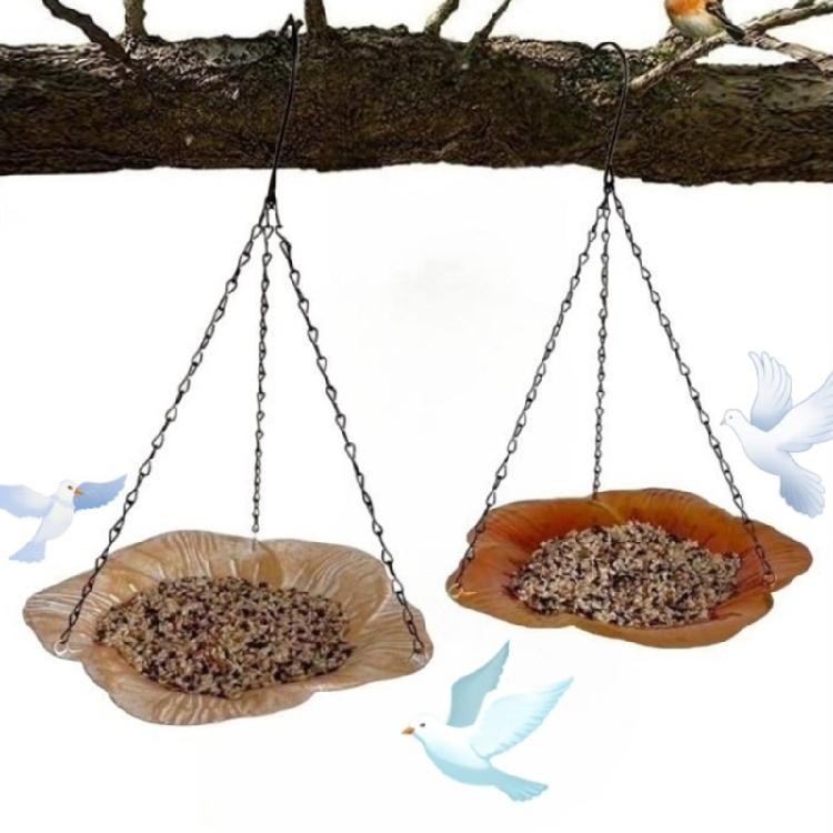 Large Capacity Bird Feeders Flower Shaped Tray Birdwatching Hook and Chain