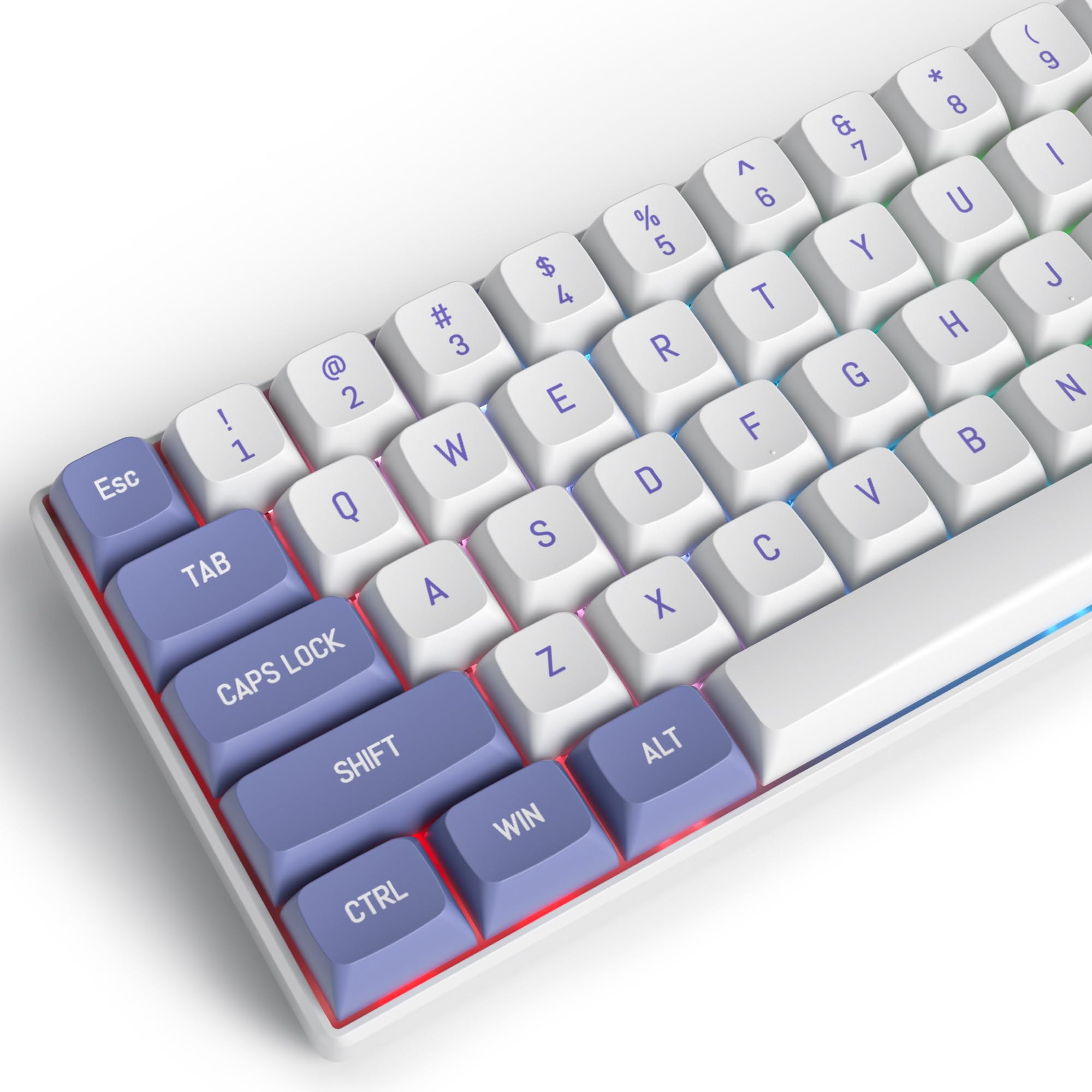 

Purple White 118 Keycap CSA Profile Custom Keycaps PBT Double Shot ANSI Layout Keyboard for MX Switches Mechanical Gaming Keyboard Group,