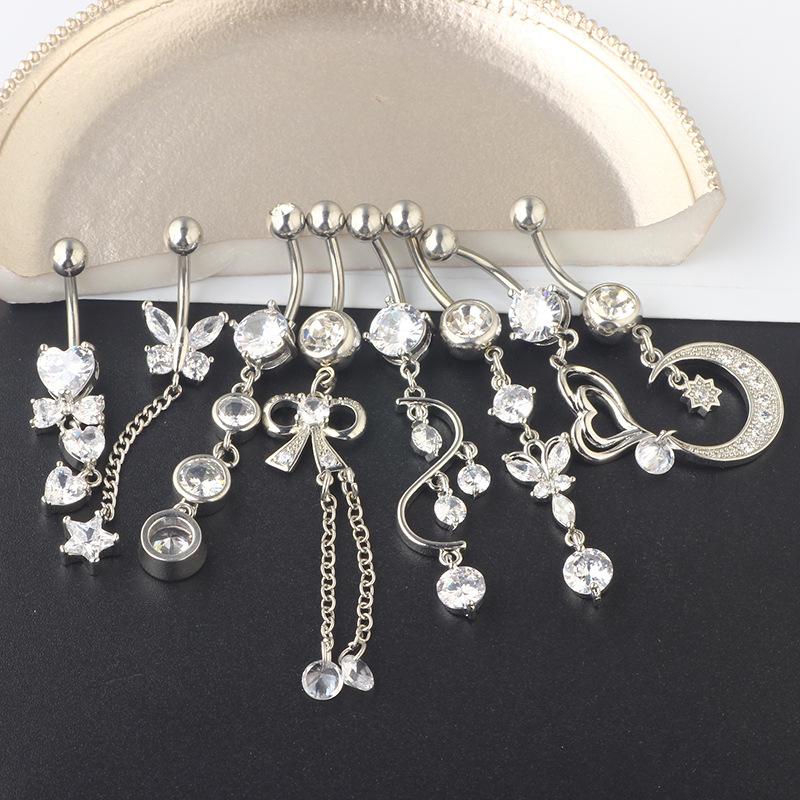 Stainless steel zirconium belly button ring set of body piercing accessories