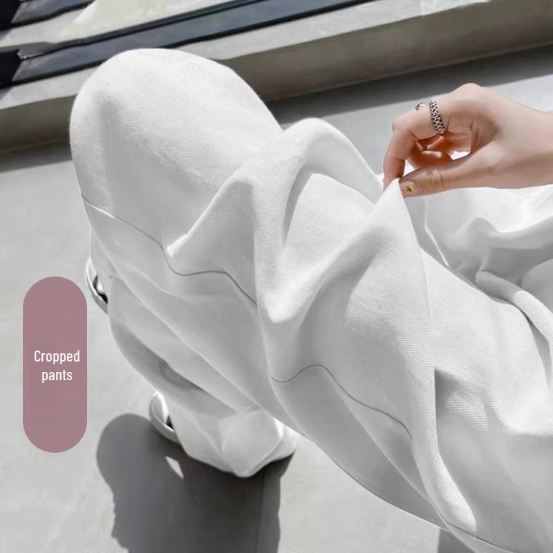 2024 Soft Breathable Wide-Leg Women's Summer Pants: High-End Sweat-Absorbent, Drapey Casual Straight-Leg Style