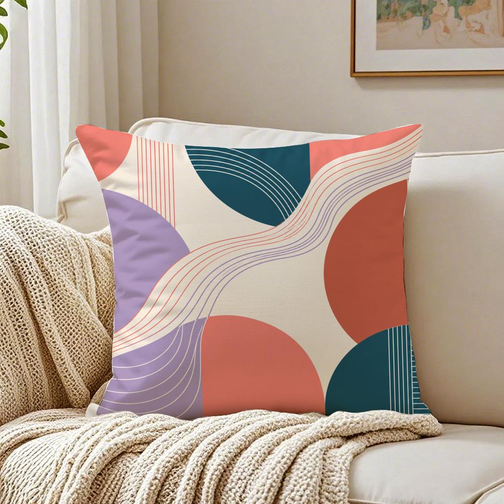 Pretty Boho Abstract Pillow Case Organic Short Plush Cushion Covers Breathable Washable WrinkleResistant