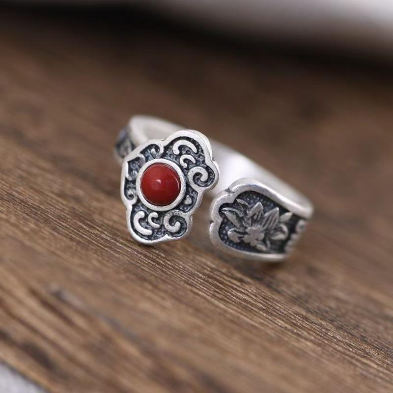 Unisex Retro Thai Silver Pixiu Ruyi Openable Finger Rings