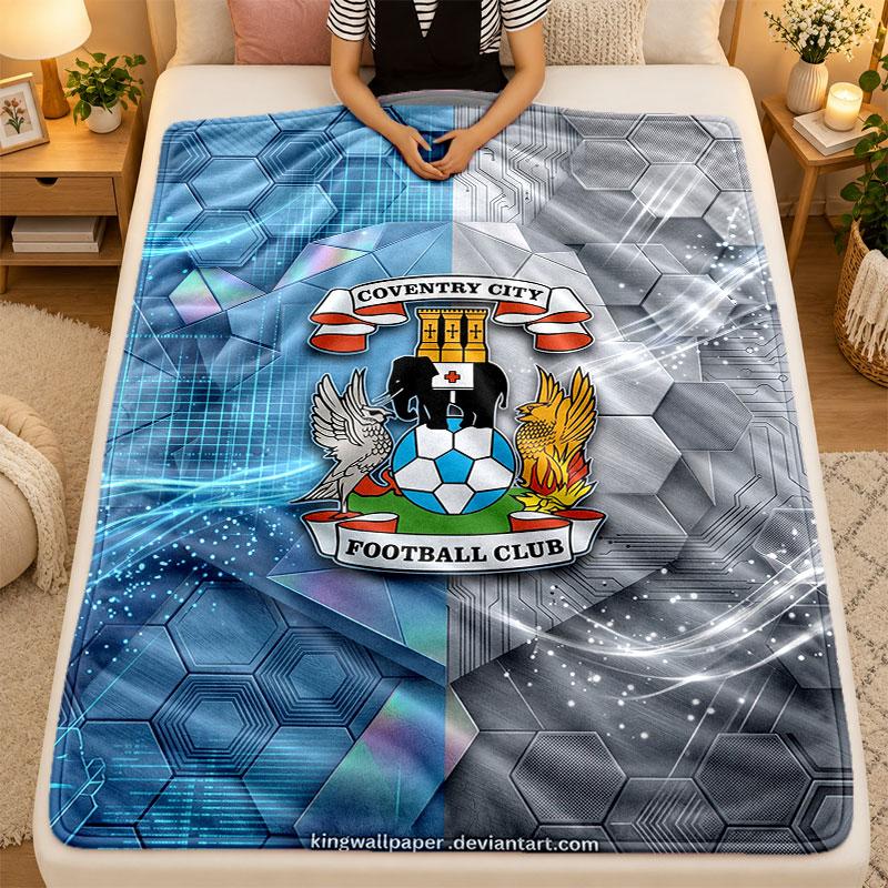 Flannel BlanketCoventry City Football Warm Soft Throw Blanket for Indoor Sofa Bed Living Room Use