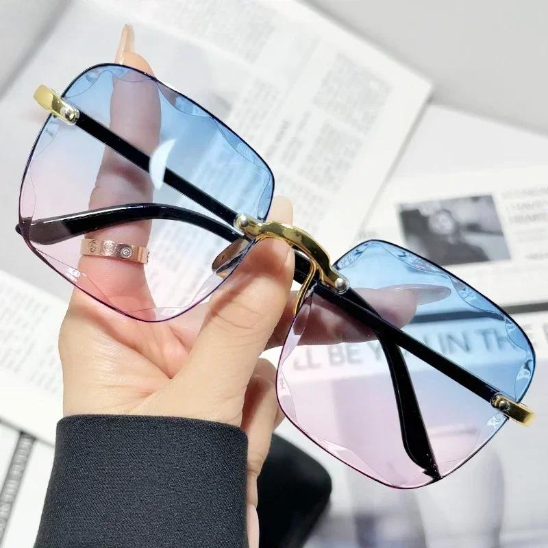 Square Sunglasses Woman Fashion Rimless Gradient Sun Glasses Brand Designer Sunglasses for Women