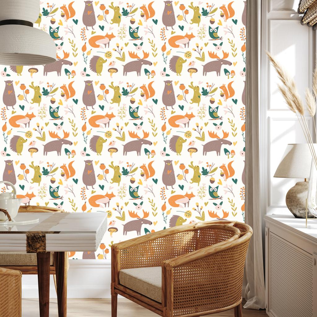 Happy Animals Forest Wallpaper for Living Room and Bedroom 50x1000