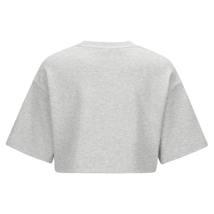 Reebok Beats Cropped Tee Series Solid Color Short Drawstring Loose Short Sleeve Drop Shoulder T-Shirt Women Tops Gray 23RCS418WGG3