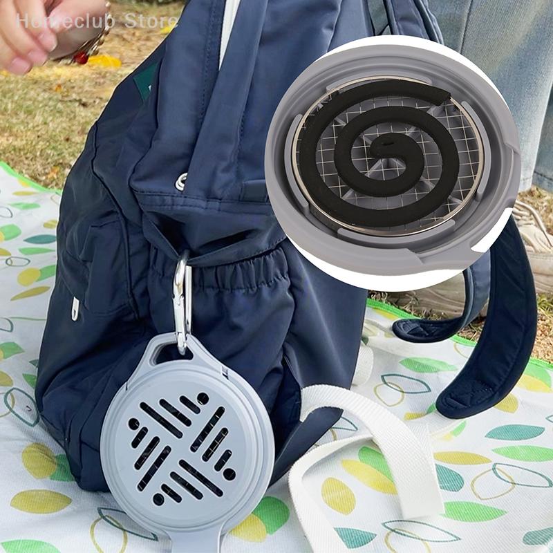 1Pc Portable Mosquito Coil Box With Carabiner For Outdoor Camping Silicone Mosquito Incense Rack Holder Hiking Accessories