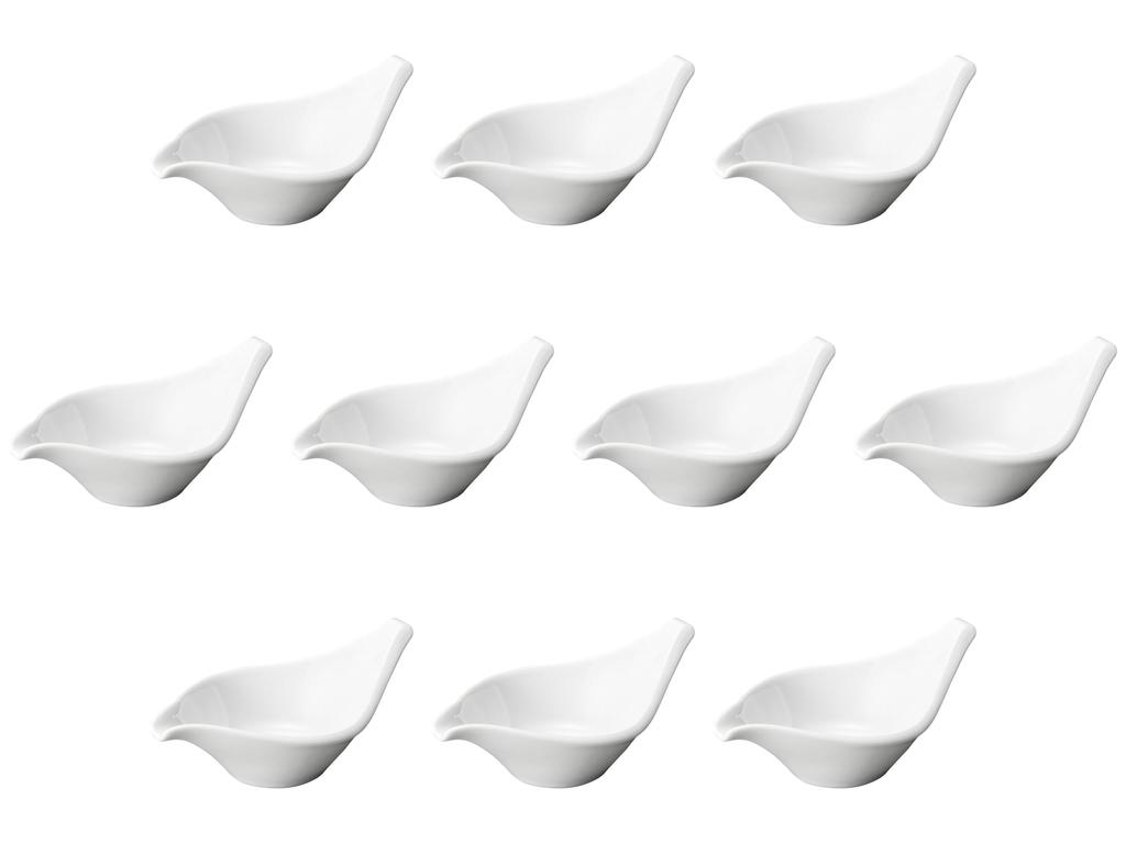 Set of 10 White Porcelain Bowls [13 x 7.6 x 4.5 cm] | Western Tableware by Setomonohonpo