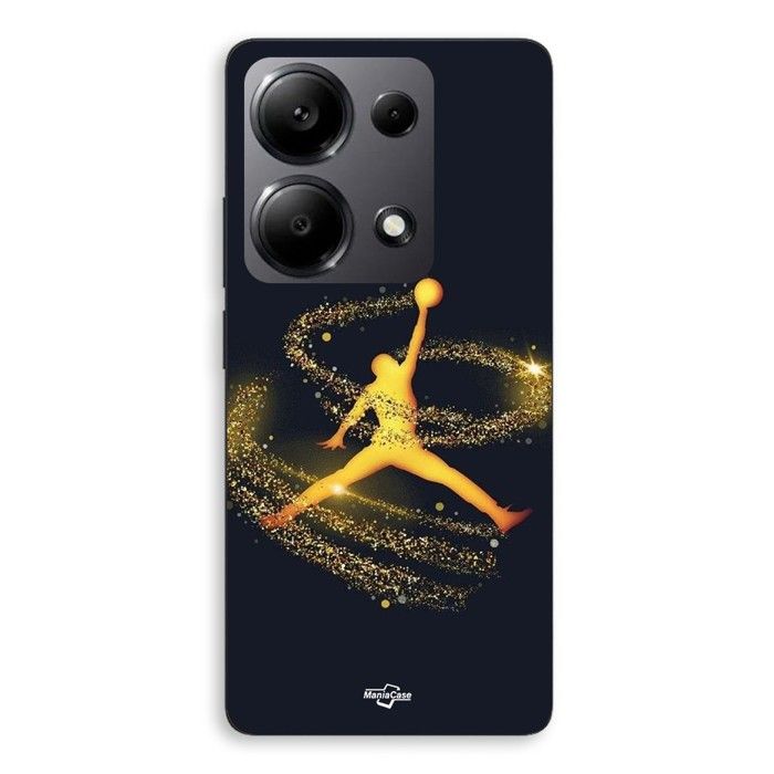 Coque de téléphone - MANIACASE - Xiaomi Redmi Note 13 Pro 4G - Silicone - Poudre filante dorée - Jordan logo