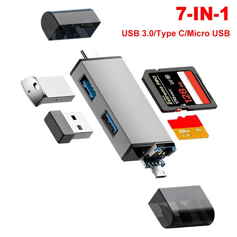 

USB 3.0 SD TF Кардридер OTG Адаптер USB Флеш-накопитель USB3.0 2.0 Micro to Type C 7 в 1 Умный Кардридер Аксессуары