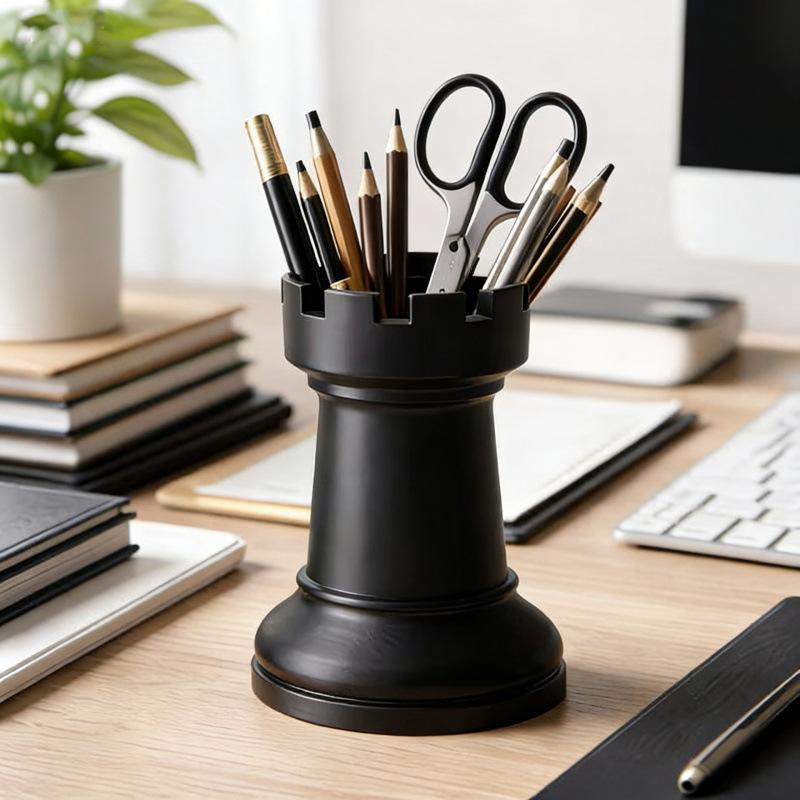 Chess Shaped Pen Holder Multiuse Desk Organizer 1Pc Stationery Cosmetic Storage for Home Office Dorm Desktop