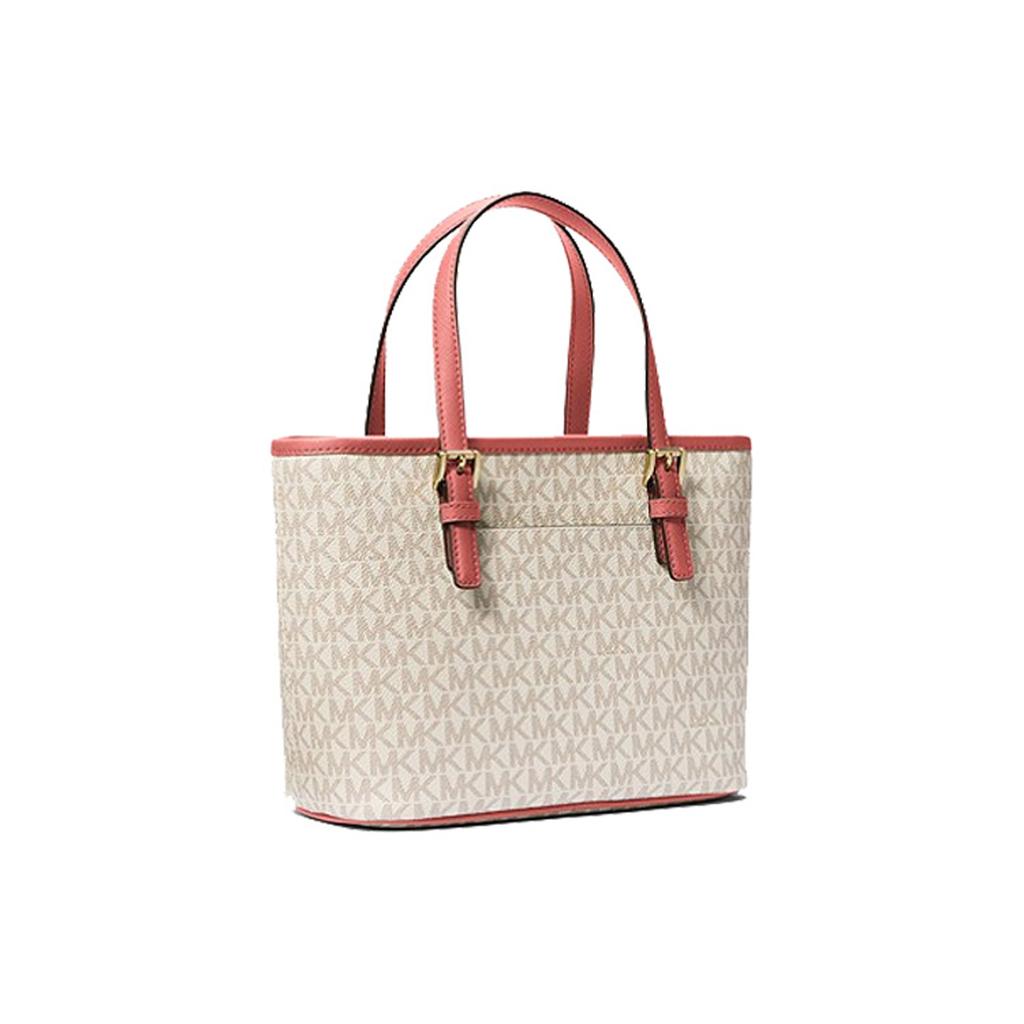 New MICHAEL KORS Canvas Tote Bag, Shopping Bag, Shoulder Bag, Handbag Women's Vanilla White 35T9GTVT0B-TEA-ROSE-MLT