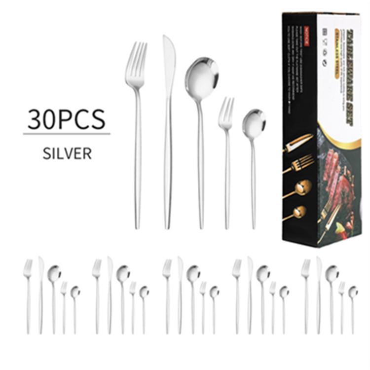 Gold Cutlery Set Stainless Steel Dinnerware Set 30Pcs Knives Forks Coffee Spoons Flatware Set Kitchen Dinner Tableware Set