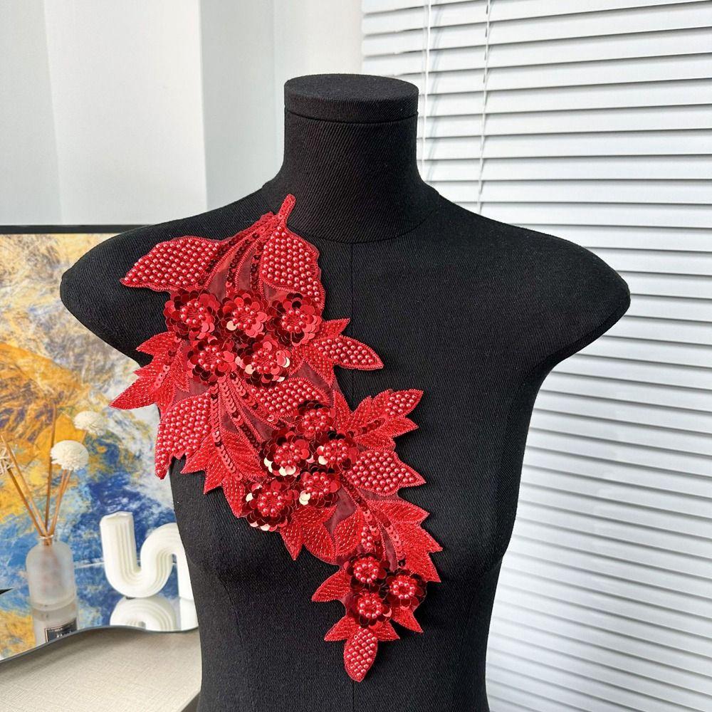 Mode 3D Pailletten Blumen Aufnäher Handgemacht DIY Bestickte Aufnäher Stickerei Handarbeit Aufnäher Brautkleid
