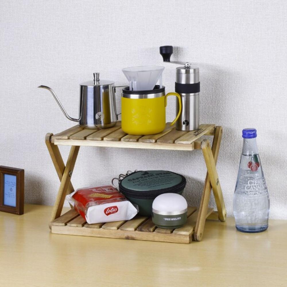 Captain Stag Up 2722 [Wooden Rack  Rack  Storage Shelf  Wooden 2 Tier Rack  Move Rack  Mini  Width  330 Mm  Height Adjustable  2 Floors  Cs classiCs]