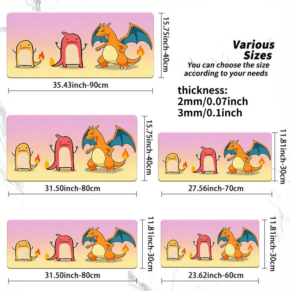 Pokemon Ash Dragonite Starry Desert Gaming Mouse Pad with NonSlip Rubber Base 30x80x0.2cm