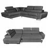 Corner Sofa Bed, Foldable, F, Bosso, Left, Family Furniture, Gray, Velvet
