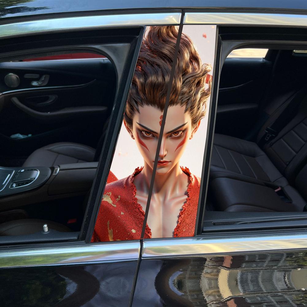 2Pcs Nezha Aobing Automobile Protective Trim Cover B-pillar Scratch Proof Sticker Car Pillar Middle Column Post Decal Accessories