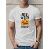 Europejskie rozmiary Męska koszulka na Halloween z dynią, Duża Ween Energy - Wzór geometryczny, Okrągły dekolt, Swobodny letni top dzianinowy z lekką elastycznością