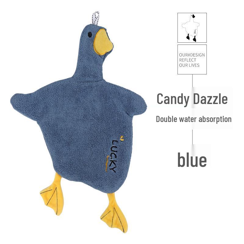 Cartoon Bear Duck Hanging Hand Towel - Absorbent & Quick-Drying for Bathroom.