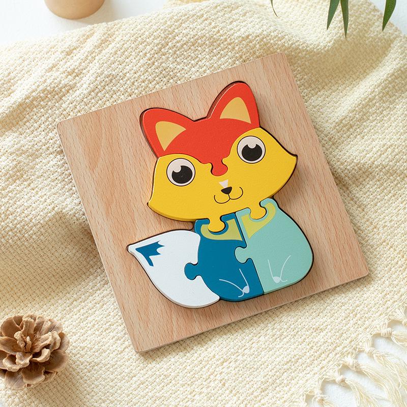 Wooden 3D Puzzle for Early Education: Infant & Toddler Intellectual Development, Hand-Eye Coordination Toy for 1-3 Year Old Boys & Girls