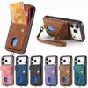 Retro Multi Functional Vertical Card Solt Wallet Leather Case For iPhone 17 Pro Max 16 Plus 15 14 13 12 11 17air Strap Bag Cover