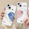 Flugzeug Liebesherz Paar Handyhülle Für IPhone 16 15 14 12 11 Pro Max 13 Mini XR XS X 7 8 Plus Flugzeug Transparente Hülle Fundas