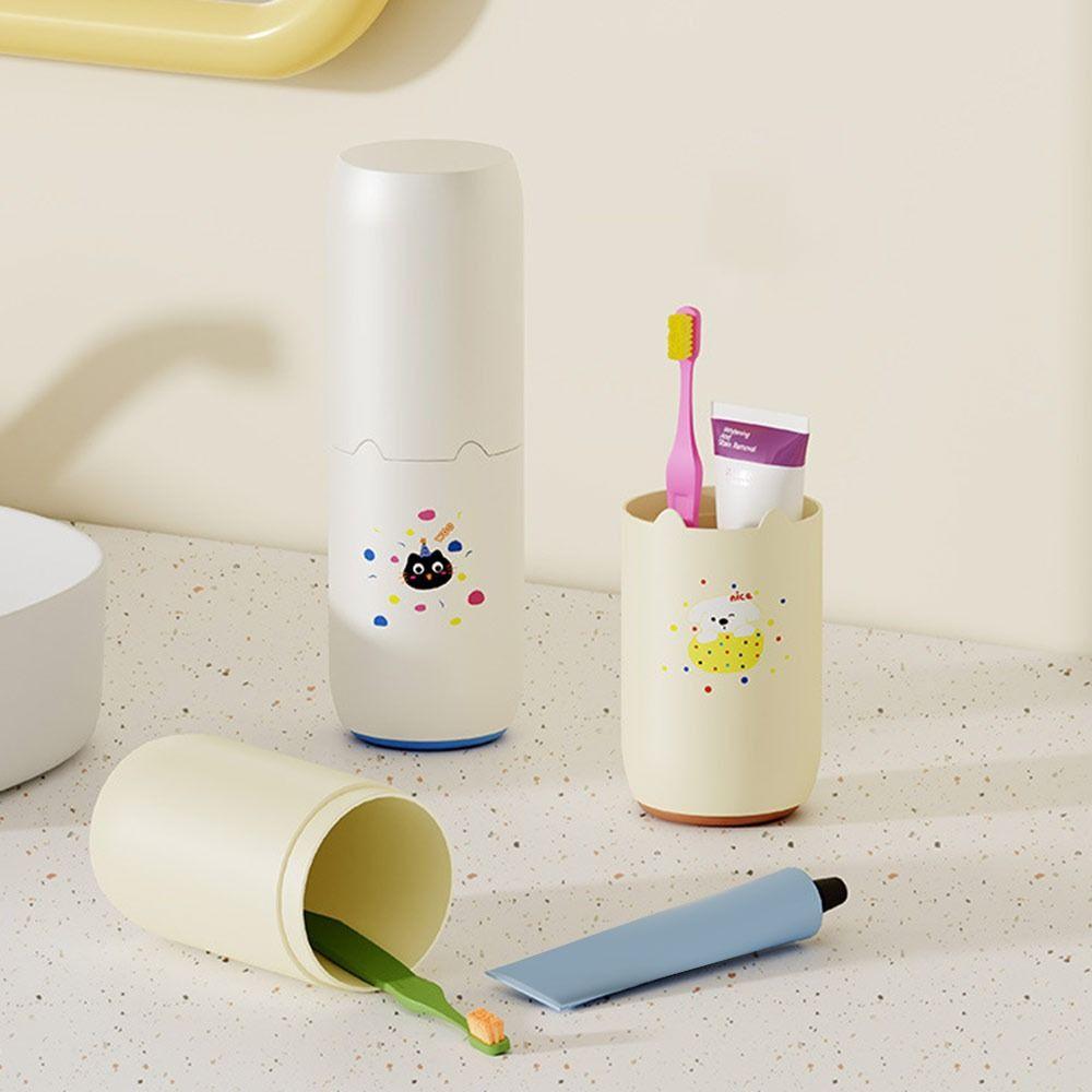 Bottom Drain Toothpaste Cup Holder Portable Dopamine Toothbrush Storage Box  for Bathroom Storage