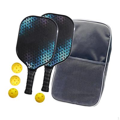 Set with 4 Pickleball Balls, 2 Paddles Comfort Grip And Portable Storage Bag for Adults