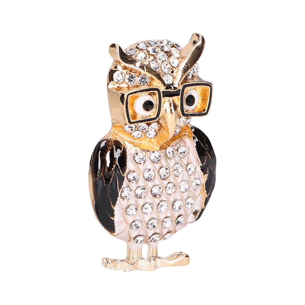 Spectacles Owl Brooch Alloy Rhinestone Cute Animal Brooch for Women Girls Festival Jewelry GiftRed
