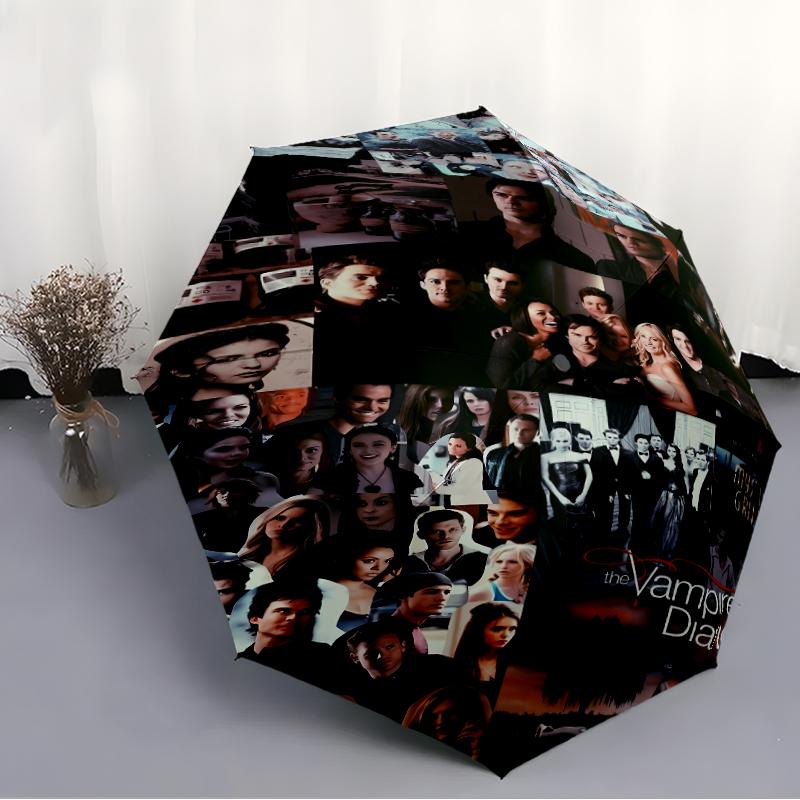 Printed The Vampire Diaries Folding Umbrella,Outdoor,Leisure,And Travel Umbrella,Durable Umbrella Fabric,Birthday And Holiday Gift