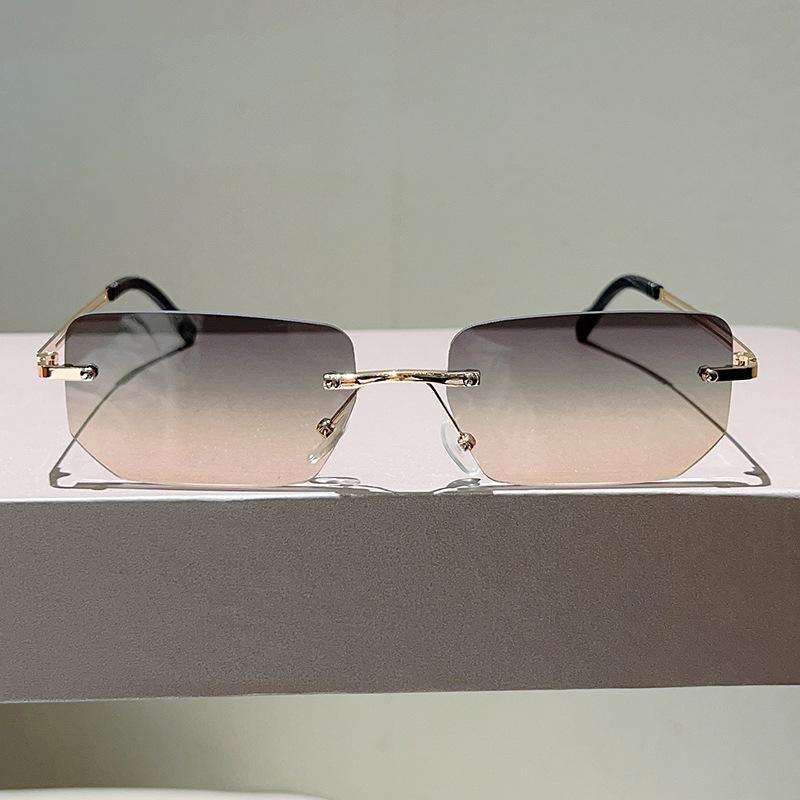 2025 Rimless Rectangle Sunglasses Unisex Frameless Eyewear Designer Trendy Versatile Square Shade Sun Glasses For Daily Outings